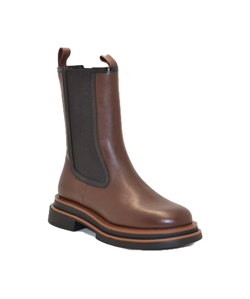 ANFIBIO ELASTICO LATERALE IN PELLE CANNELLA E FONDO NERO